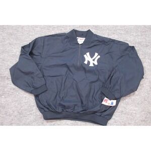 New York Yankees Jacket Mens XXL Navy MLB Vintage Majestic Pullover Windbreaker